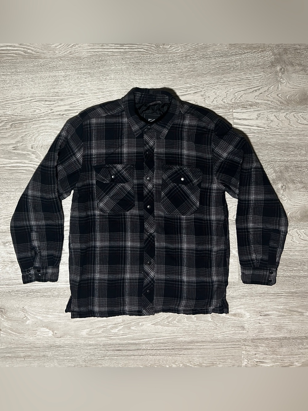 BC Clothing Black and Grey Plaid Button Up Jacket
